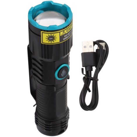 365nm Black Light Flashlight Zoomable Type C Rechargeable Aluminium Alloy Shell Portable LED Torch for Pet Urine