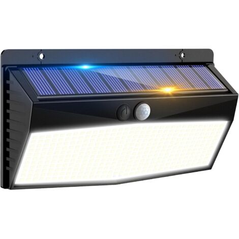 368LED Lumiere Exterieur Detecteur de Mouvement, 3 Mode Lampe Solaire Extérieur, Étanche Eclairage Exterieur pour Mural Jardin Outdoor Blanc Froid [Lot de 1]
