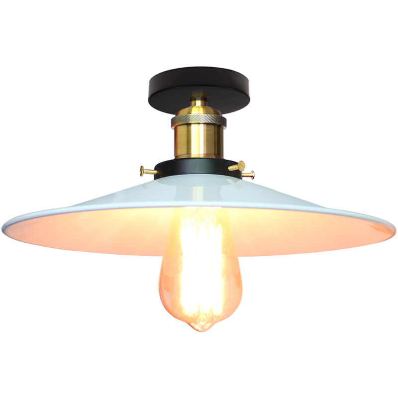 Vintage Regenschirm Deckenleuchte Industrielle Deckenlampe E27 Eisen Copperhead Lampenschirm für Esszimme Bar Esszimmer Cafét Ø36cm Weiß