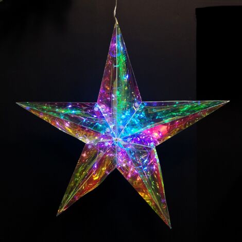 36cm Battery Operated Light up Hanging Christmas Dreamlight Star with 100 White LEDs
