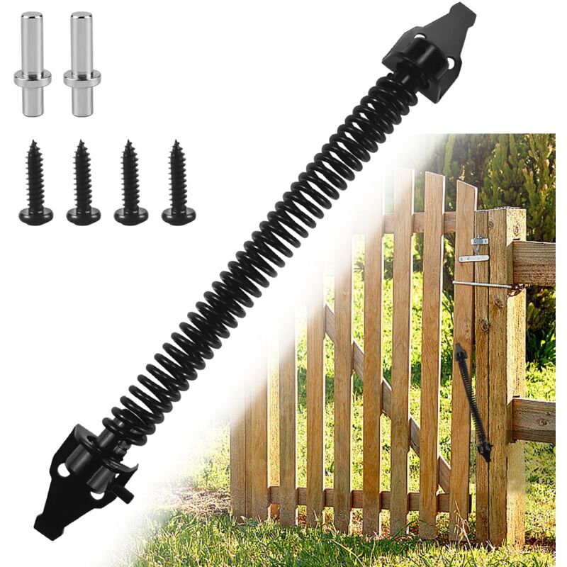 36cm Ferme Porte Automatique, Ferme Porte à Ressort, Ressort de Traction Réglable, Ressort de Porte avec 2 Vis, pour Porte de Jardin, portail en Bois