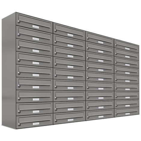 36er Premium Briefkasten Aluminiumgrau RAL Farbe 9007 für Außen Wand Postkasten 4x9