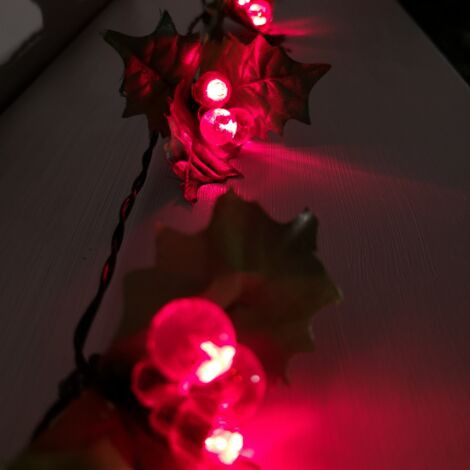 SNOWTIME 3.6m 50 LED Red Berry and Holly Lights For Outdoor and Indoor Use