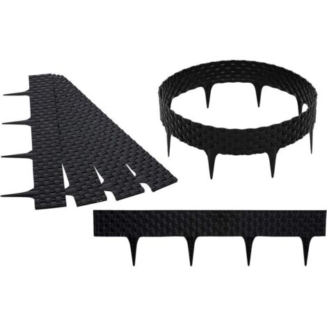 3,6m Bordure de Jardin Rebord de Jardin Palisade pelouse Parterre Aspect Rattan Noir
