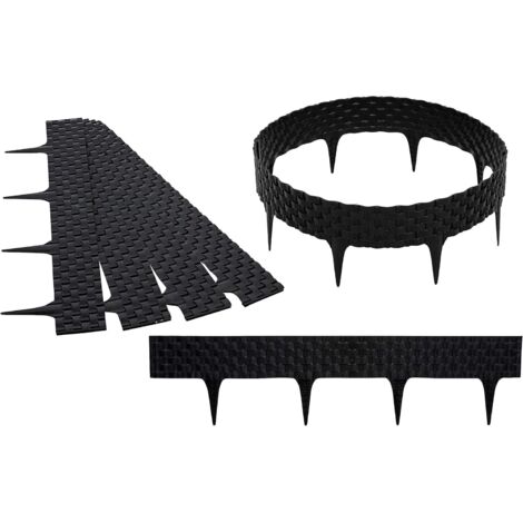 3,6m Garteneinfassung Gartenkante Palisade Rasen Beeteinfassung Rattan Optik schwarz