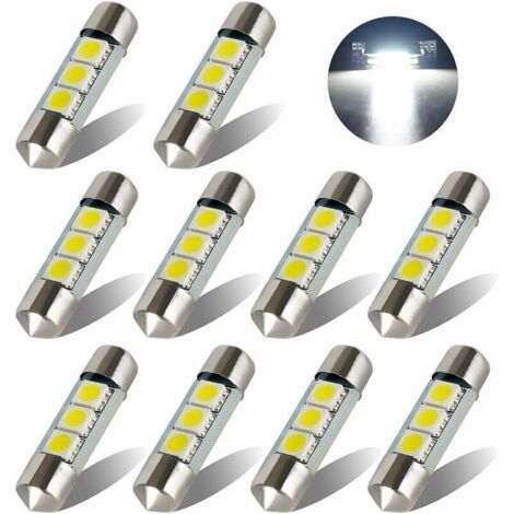 36mm 5050 LED Car License Plate Light Bulb Interior Dome Lamp White, 6000K, Starlight, 10pcs