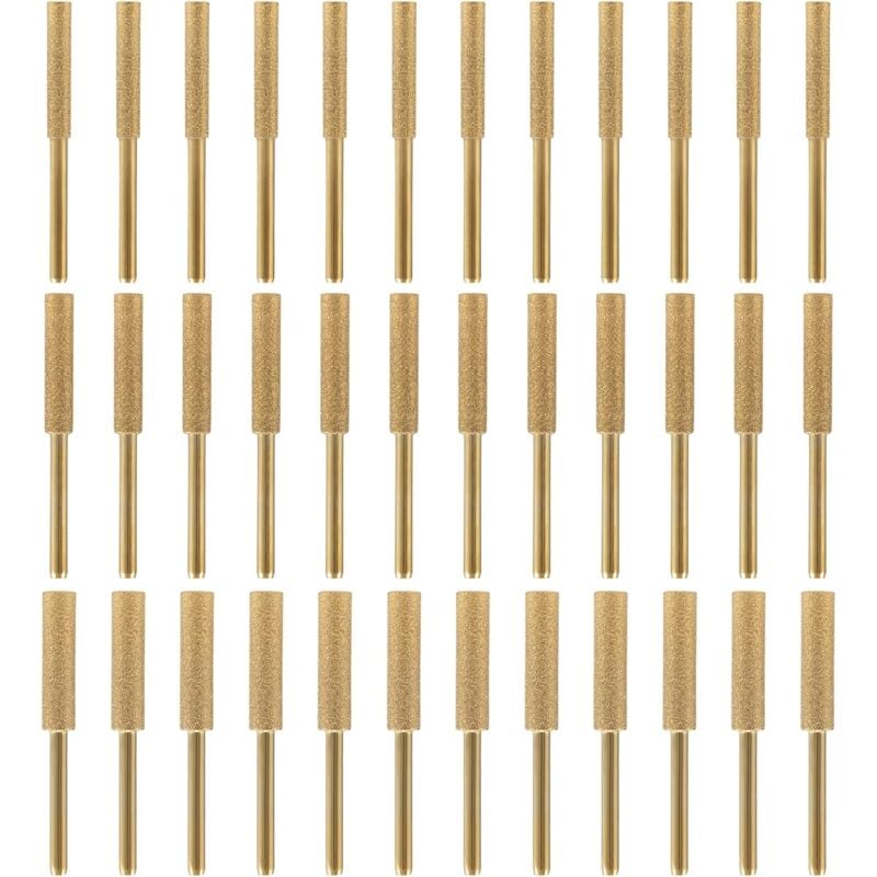 36pcs High Hardness Chainsaw Sharpener - Emery Plated Chainsaw Sharpening Bits, Burr Chain Saw File Stone for Wheels Grinding Jewelry Wood (5/32'',