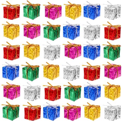 36pcs Petits Coffrets Cadeaux Sapin de Noël, Mini Coffrets Cadeaux Pendentif Décoration Sapin de Noël Paquet Cadeau Décoratif Décoration Sapin de Noël Pendentif Sapin de Noël Miniature