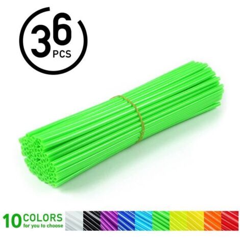 36pcs Protecteur de Rayons de Roue Couvre Jantes de Motocross Kit de Couverture de Garde Vert