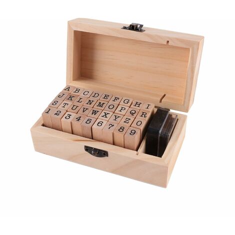 36pcs tampons en bois pour l'artisanat lettres en bois alphabet tampon pour la fabrication de cartes