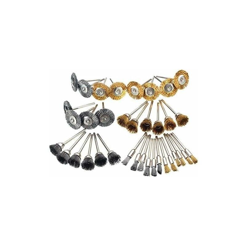 Hoopzi - 36Pcs Wire Brush, Brass Polishing Brushes Steel Wire Brushes Polishing Cleaning Kit Brass Rotary Tools
