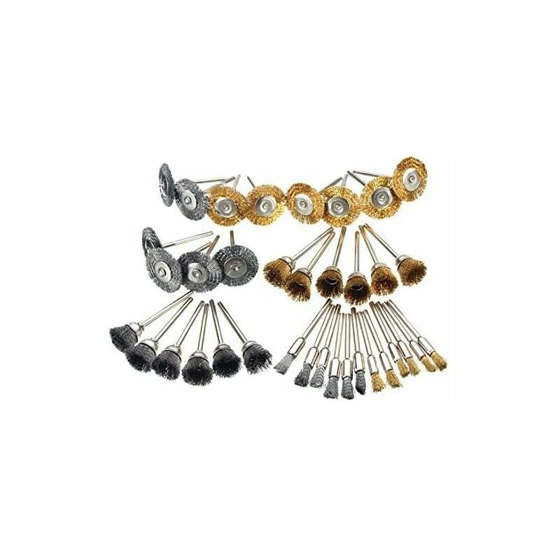 Hoopzi - 36Pcs Wire Brush, Steel Brass Polishing Brushes Wire Brushes Polishing Cleaning Brass Rotary Tools Kit