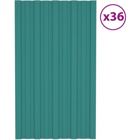 36pz Pannelli Tegola da Tetto Esterniin Acciaio Zincato Verde 80x45 cm -DVB55023