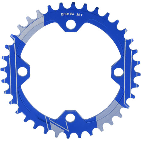 36T Lebycle Mountainbike-Kettenblatt, verschleißfest, abwechselnde Verzahnung, 104 mm Lochkreis, blau