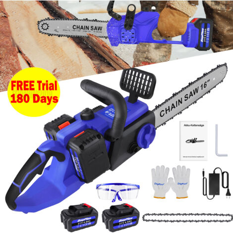 36V Cordless ChainsawBranch Wood Cutting Garden Tree Logging Trimming 2X Battery
