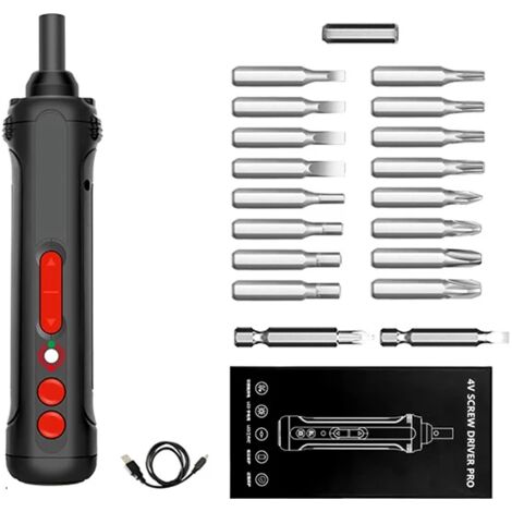 3.6V Electric Screwdriver Set - USB Rechargeable Cordless Electric Drill with LED 19 Bits