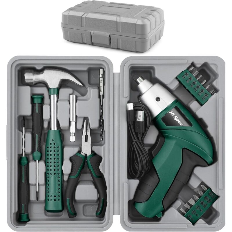 3.6V Pink Electric Screwdriver 20 Pieces - Small USB Electric Screwdriver Set - Battery Powered Screwdriver and Rechargeable with Compact Tool Case