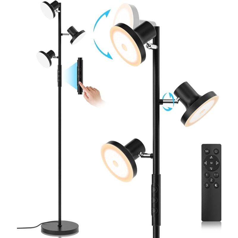 36W Lampadaire led Dimmable 2500lm Avec Télécommande & Contrôle Tactile 4 Températures de Couleur led pour Salon Chambre et bureau