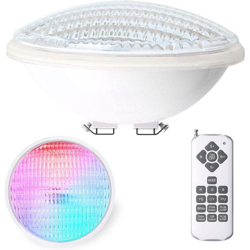 36W Lampe Piscine LED IP68 Lampe de Piscine RGB Submersible 12V DC/AC spot led couleur avec Télécommande 7 couleurs réglables 12 modes d'éclairage