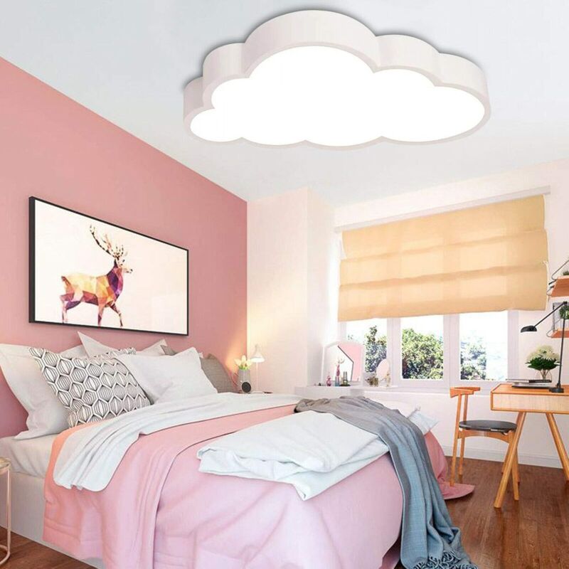 36W Nuage Plafonnier led Ultra-Mince Dimmable, Garçon Et Fille Lampe De Bande Dessinée Avec Télécommande 500 × 280 × 53mm Pour Pépinière Cuisine