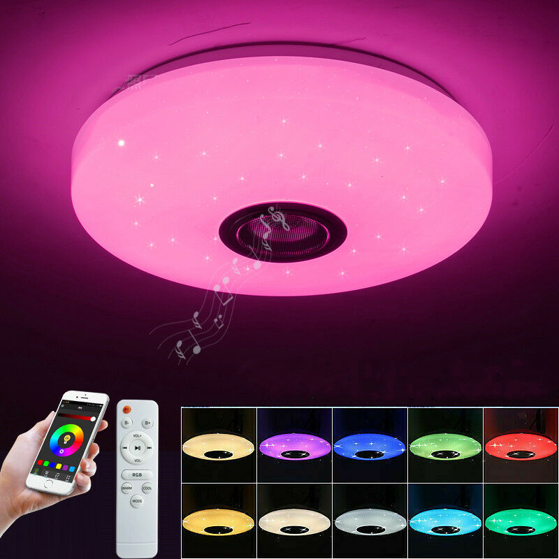 

36W Starlight 108LED Luz de techo de música Bluetooth regulable (blanco cálido, blanco, RGB) Lámpara de acrílico con control remoto, diámetro 33CM,