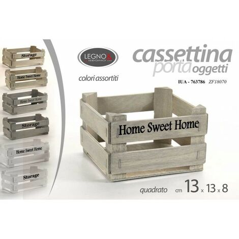 36x Cajas de madera organizadoras home sweet Colores surtidos cm 13