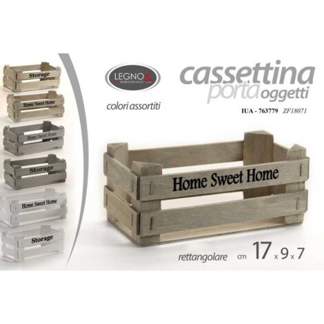 36x Cajita de madera organizadora home sweet cm 17 x 8.5 x 7 h