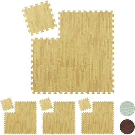 Costway Tappeto puzzle effetto legno in schiuma EVA 61x61cm