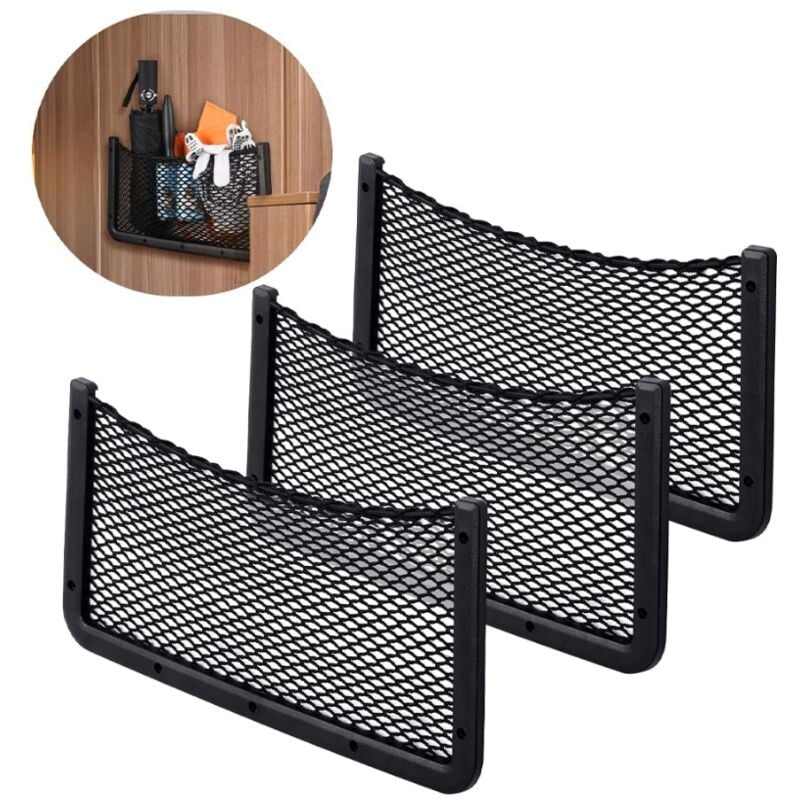 Csparkv - 36x18cm, 3 pcs Filet Rangement pour Voiture, Organisateurs Rangement Coffre, Multifonctionnel Sac Pocket Organizer de Voiture pour
