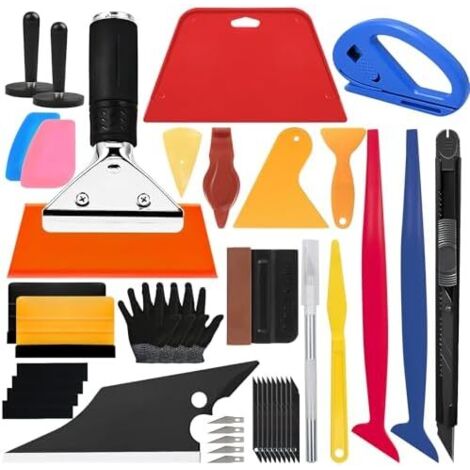 37 Pièces Kit Vitre Teintée Voiture Covering de 12 Types Raclettes, Pose Film Professionnel, Vinyl Fenetre Teinte pour Voiture, Stickers Meuble -