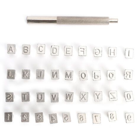 37 Pièces Poinçon Alphabet en Acier Alliage pour DIY Maroquinerie et Sacs Faits Main
