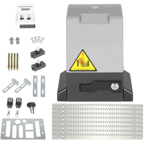 370W Sliding Gate Operator Kit Door Opener Peso 800 kg Lunghezza massima 12m per anta Velocità 39 ft/min Con telecomando + chiave Piastra di base fissa Staffa di limite Sensore a infrarossi