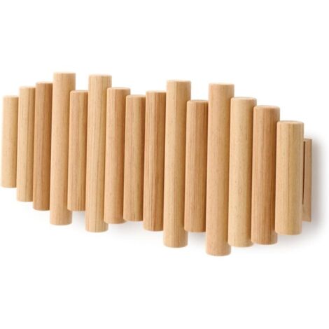 37,5 x 16 x 4 cm Wandhaken mit 5 Haken, Naturholz