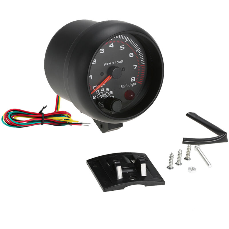 Lifcausal - Tachymètre à aiguille 0-8000 pour automobile, instrument réaménagé de 3,75 pouces, lumière noire et blanche, 92 mm