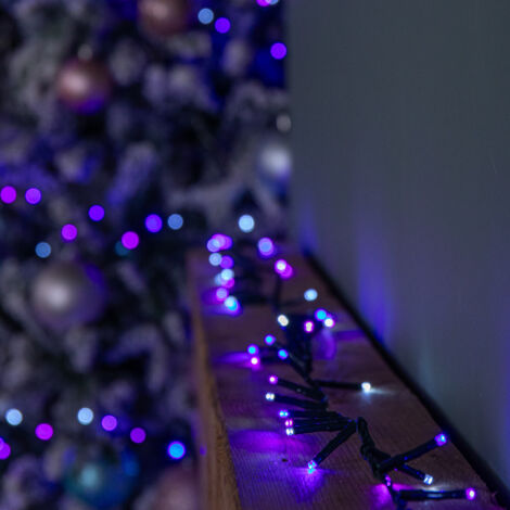 37.5m 1500 LED TreeBrights Christmas String Lights with Timer in Blue, White & Purple