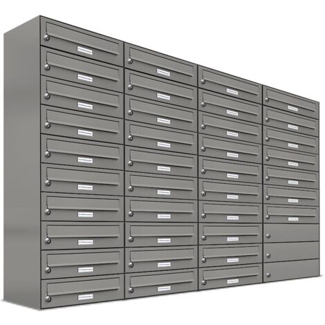 37er Premium Briefkasten Aluminiumgrau RAL Farbe 9007 für Außen Wand Postkasten