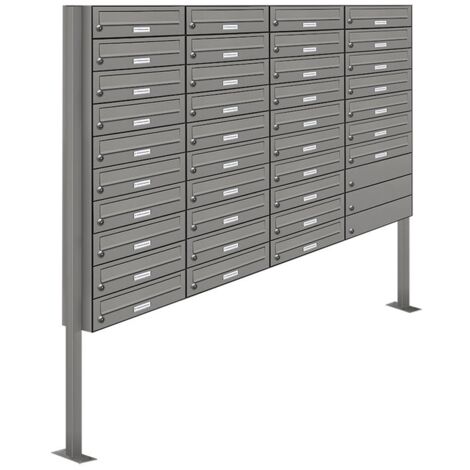 37er Premium Standbriefkasten Aluminiumgrau RAL 9007 freistehend Postkasten Ständer