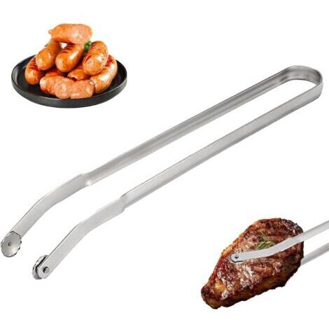 38 cm lange, drehbare Grillzange aus Edelstahl – Lange Küchenzange – Zum Kochen, für Würstchen und Hotdogs