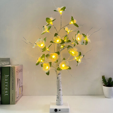 38 cm weiße LED-Bonsai-Baumbeleuchtung aus Kunststoff mit DIY-Ästen und Batterie-/USB-Anschluss - Festliche Dekoration mit sanftem Licht [Einheit]