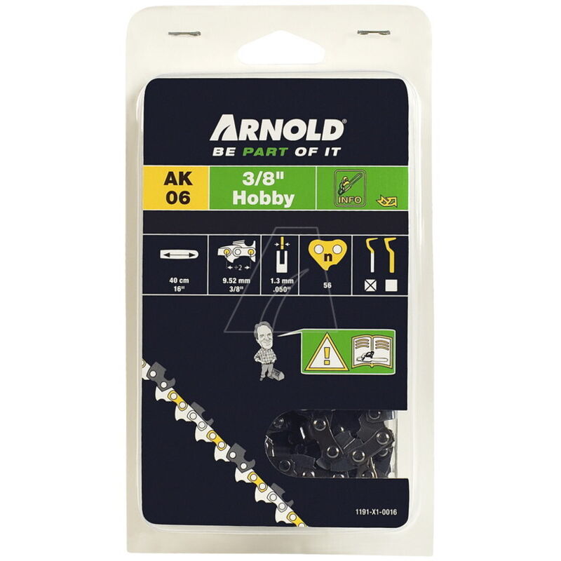 3/8 Zoll 1, 3 Mm Kettensägekette – 56 Treibglieder – Halbrunde Schneidezähne Arnold