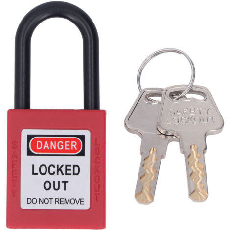 38-mm-Sicherheitsschloss für Lockout/Tagout-Verfahren, staubdicht mit 2 Schlüsseln – Energieisolierung und Kennzeichnung