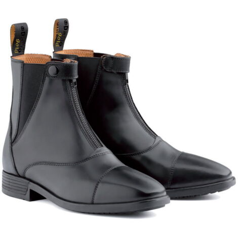 38, Noir 10: Bottes d'équitation en cuir avec fermeture éclair devant