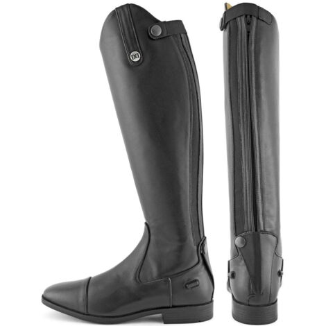 38, Noir: Bottes de compétition Veive en cuir avec fermeture éclair et élastique