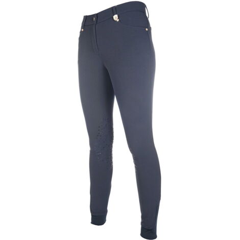 38, Noir: LG Basic line pantalon d'équitation femme en silicone aux genoux et jambe élastiquée