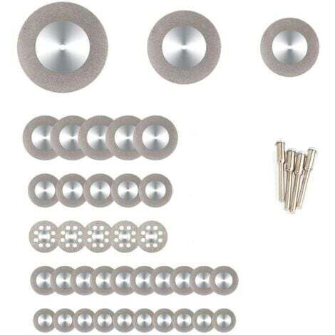 ODIPIE 38 pezzi di mole diamantate, dischi da taglio diamantati 16/20/22/25/30/40/50/60 + 4 pezzi di mandrini, utensile rotante Dremel per metallo, pietre preziose, vetro.