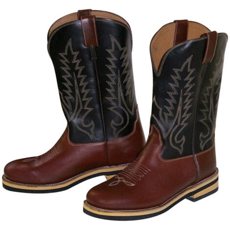 38: Stivali western roper in pelle decorati con suola in gomma per adulto