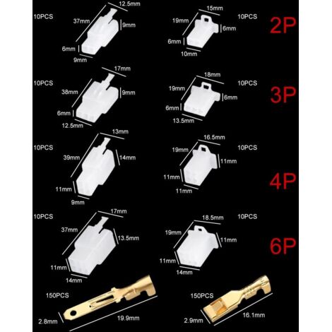 380 pezzi Connettore elettrico per motociclette 2 3 4 6 pin Connettori per cavi elettrici per autoveicoli 2,8 mm Maschio Femmina per motociclette, auto, camion, barche