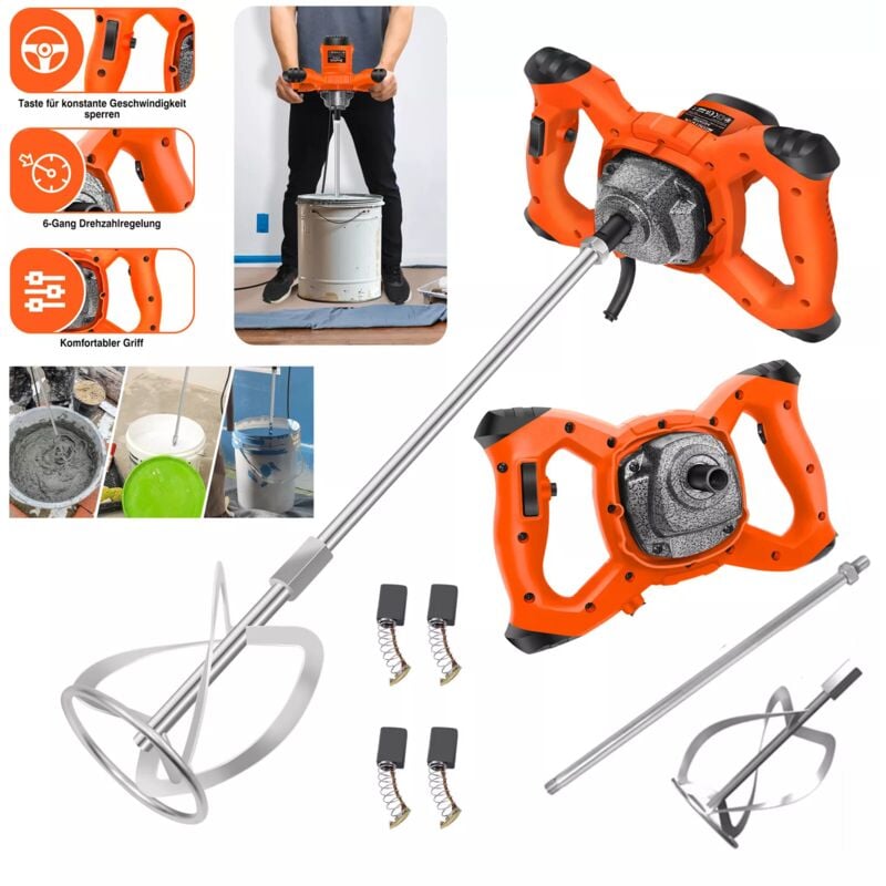 3800W Mixeur de mortier Malaxeur à main Mélangeur Malaxeur avec 6 Vitesses M14