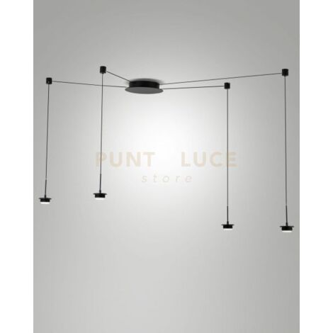 3804-44-101 MONTATURA NERA COMPLETA CAVO SPOSTABILE CCT 2700K - 3000K - 4000K - 28W - 3000 lm 4 LUCI DIMMERABILE
