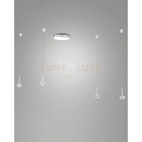 3804-44-102 MONTATURA BIANCA  COMPLETA CAVO SPOSTABILE CCT 2700K - 3000K - 4000K - 28W - 3000 lm 4 LUCI DIMMERABILE